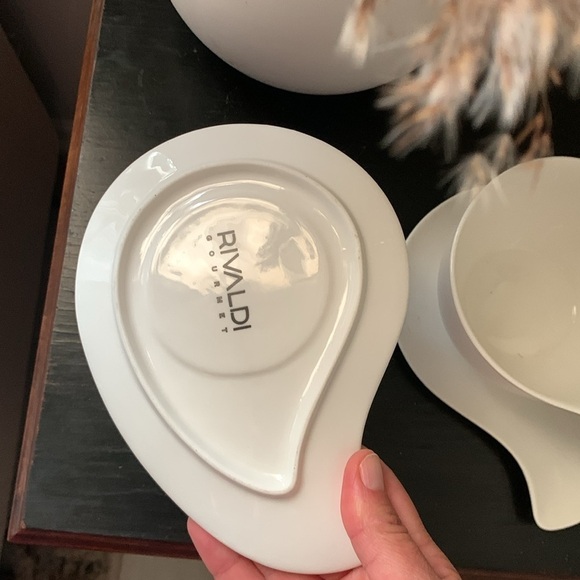 Rivaldi Gourmet‎ Set of 2 Ceramic Tea Cups Espresso Cup Saucer Cappuccino white - Picture 5 of 10